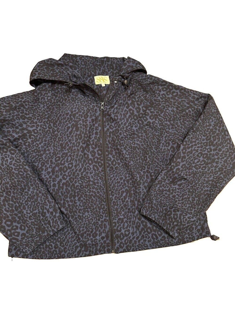 SSYS The Label XXL Navy Leopard Animal Print Zip Hooded Jacket NWOT